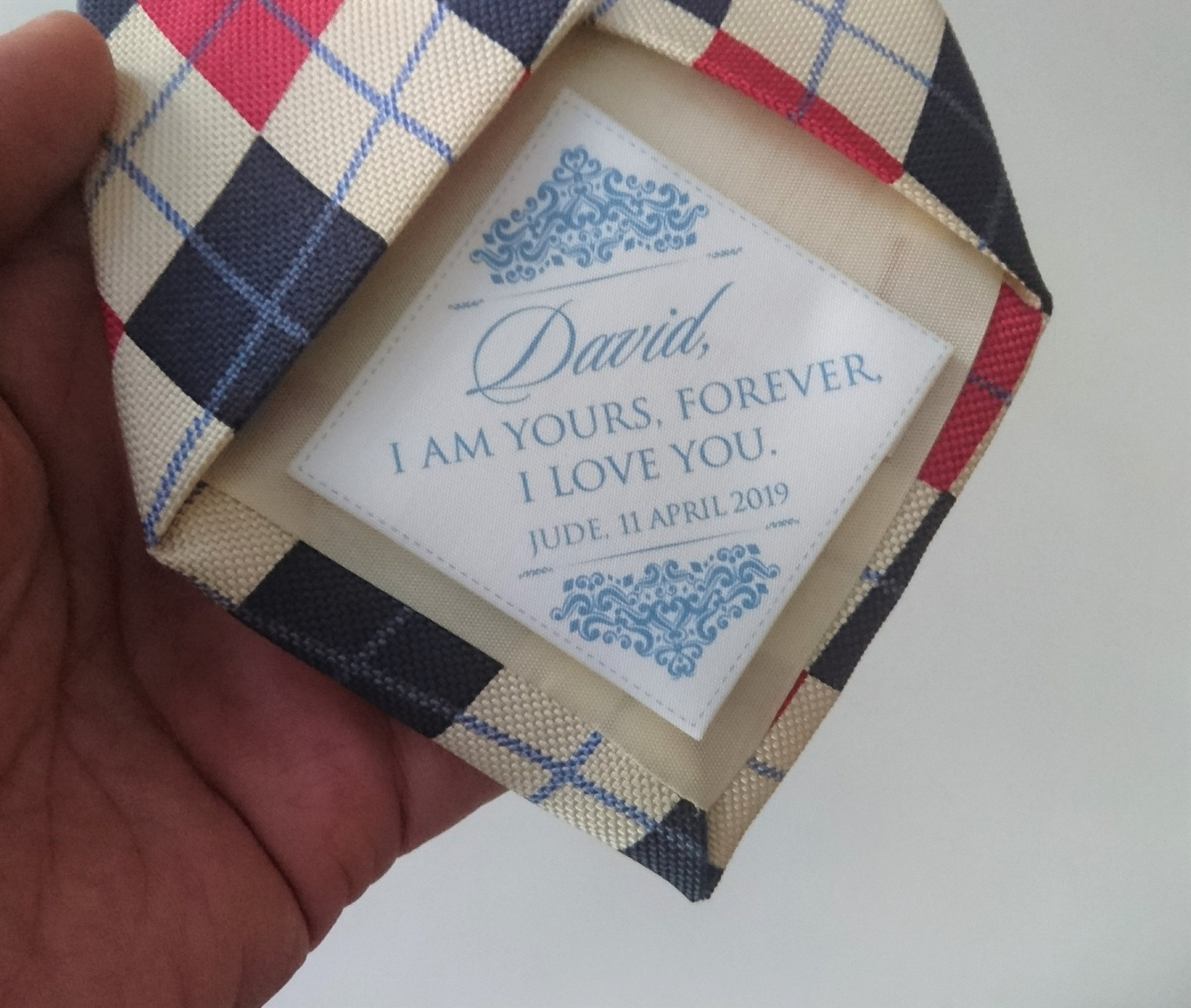 Personalised Wedding Tie Patch | Gift For Husband To Be Boyfriend’s Gift Wedding Keepsake Label