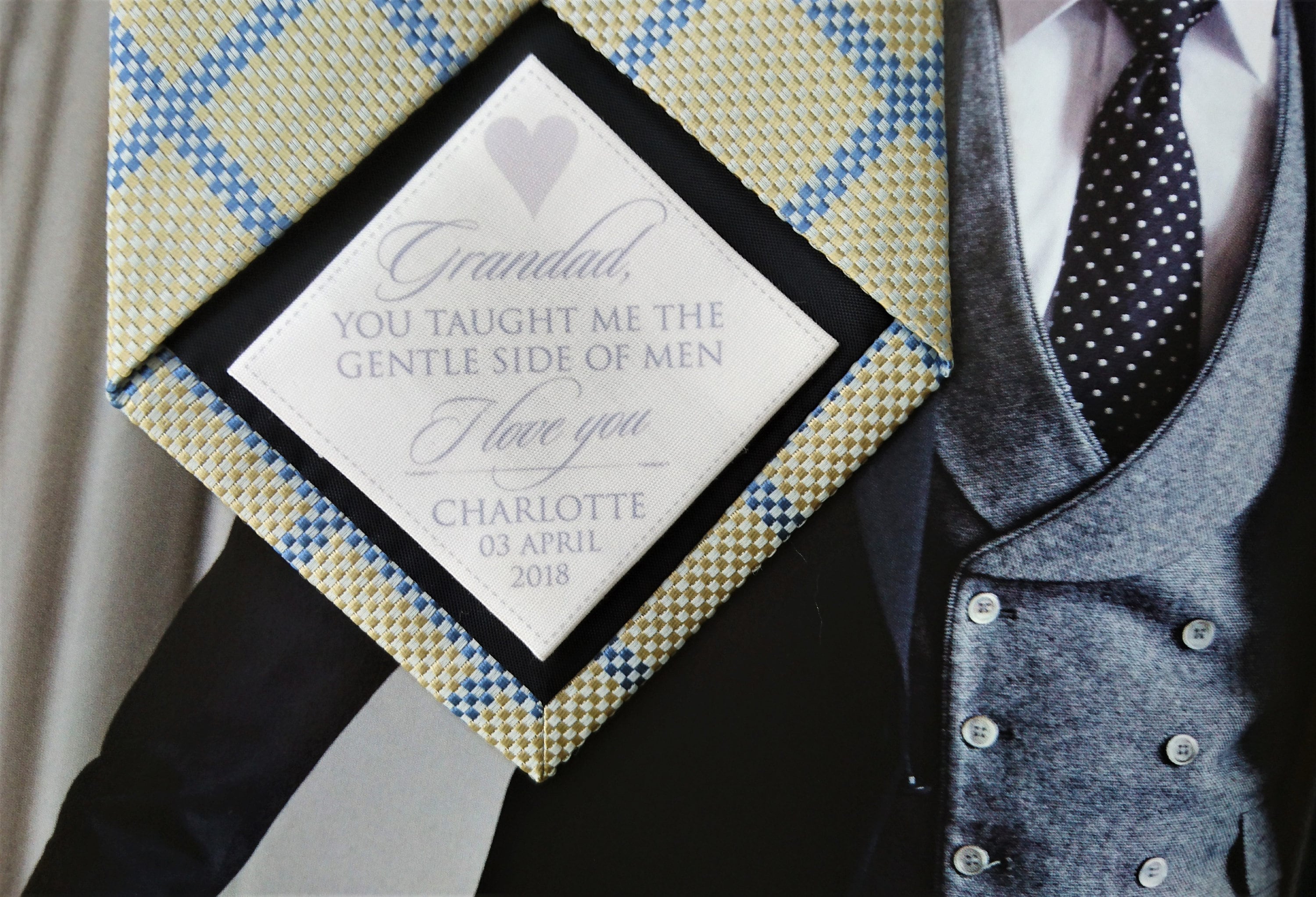 Personalised Tie Patch For Grandad, Gift To Grandfather’s Gift, Wedding Grandfather, Label Grandfather