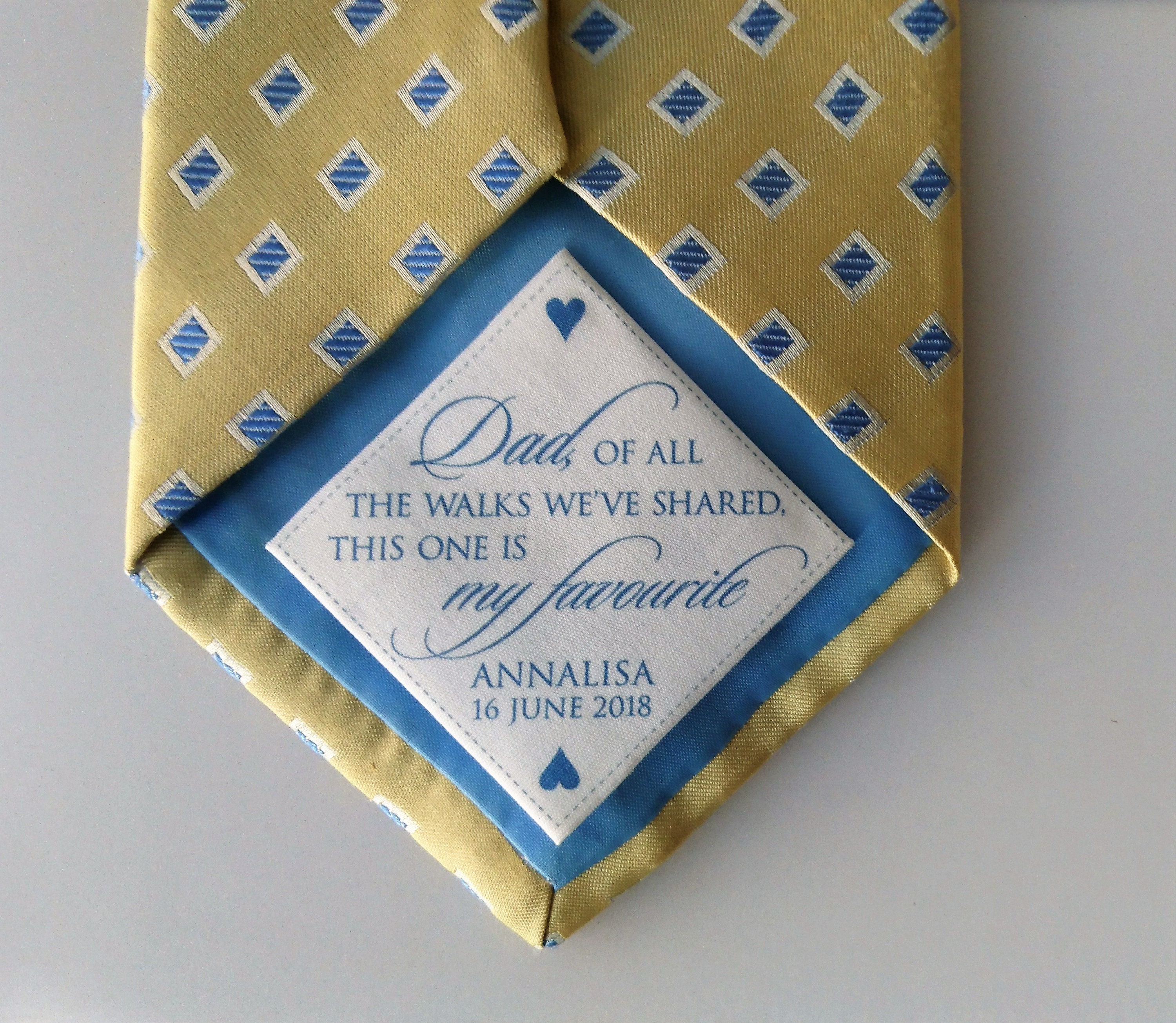 Personalised Wedding Tie Patch, Gift For Dad, Fathers Gift, To Father, Keepsake Label Patch Dads