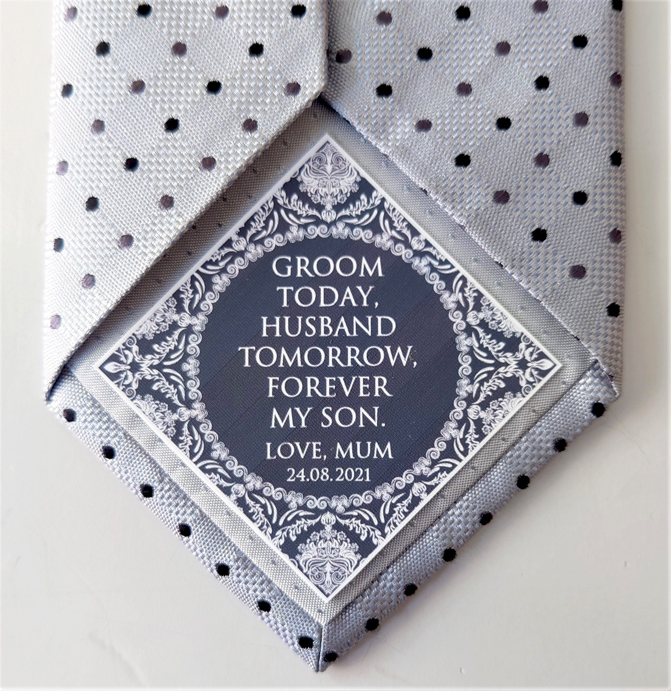 Personalised Tie Patch For Groom From Mum Or Dad