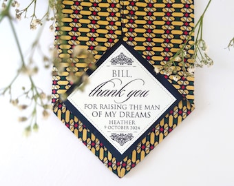 Personalised tie patch for Father in law | thank you for raising the man of my dreams tie patch for Father of the groom