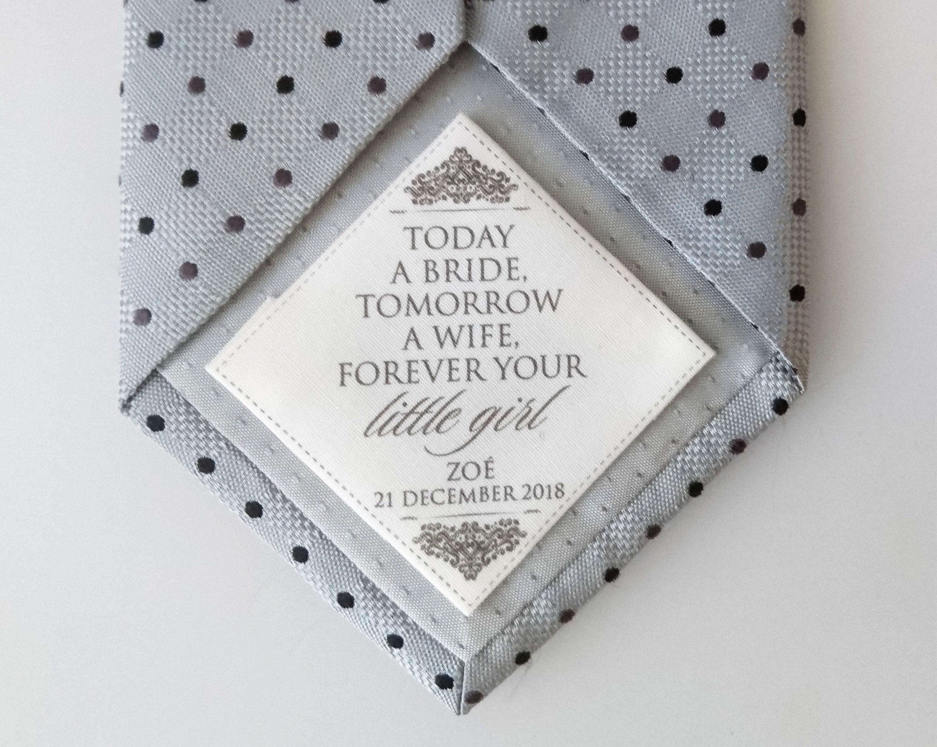 Personalised Wedding Tie Patch | Father Of The Bride Gift Groom Wedding Keepsake Label For