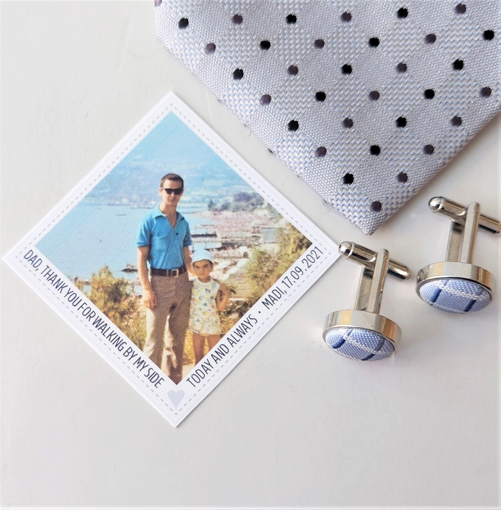 Father Of The Bride Personalised Photo Tie Patch, Wedding Day Gift For Dad