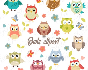 Owls PNG Digital Download, Bird Clipart for Crafts, Handmade Owl Illustrations, Nature Bird PNG for Scrapbooking & DIY Projects