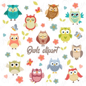 Imágenes de búhos PNG, pájaros decorativos, descarga instantánea