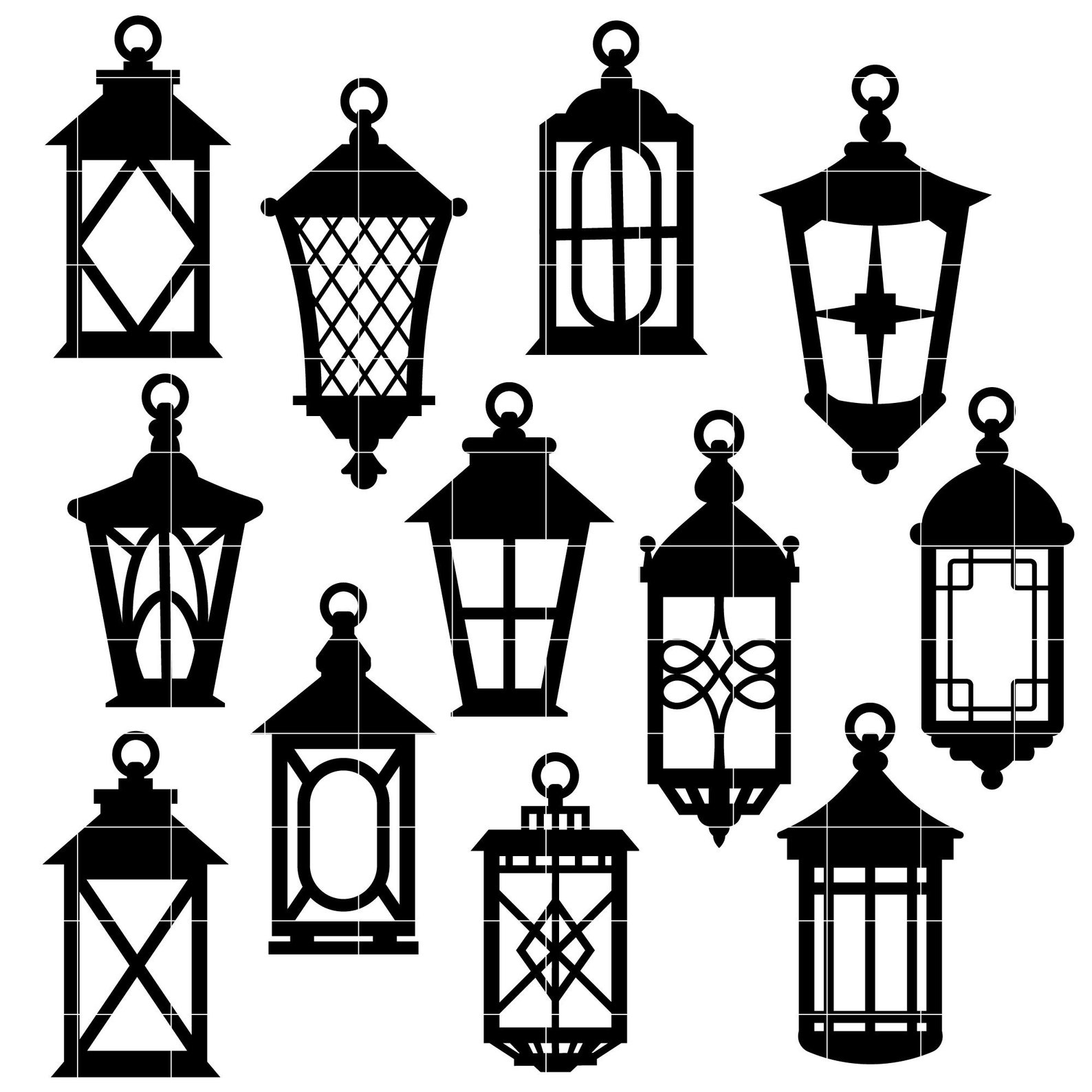 Paper Templates SVG Lanterns Silhouette Lamp Etsy