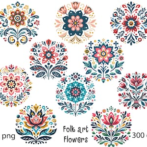 Bloemenvolkskunst, volkskunst, png. Direct downloaden.
