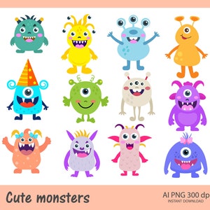 Cute little monsters. PNG monsters set. PNG monsters picture. Instant download. Commercial use.