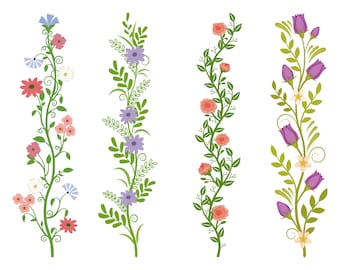 Floral Borders Clipart, Flower PNG (Digital Download)