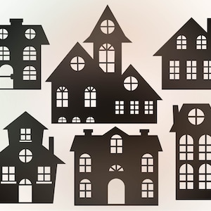 Papiervorlagen, SVG Häuser, Silhouette Häuser PNG.