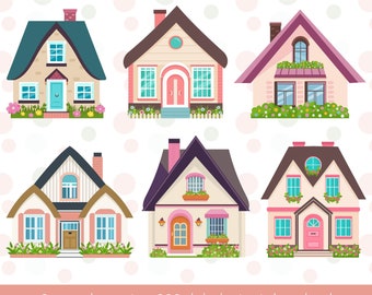 Houses PNG Clipart, Cute Decorative House Digital Download, Handmade ...