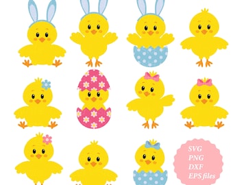 Cute  Chick Clipart, SVG PNG Cut Files