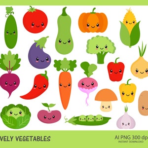 Set of cute clipart vegetables. Vegetables PNG .Instant Download, Personal Use, Commercial Use