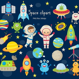 PNG Space Clipart - PNG-Bilder von Außerirdischen, Raumschiffen, Astronauten, Planeten - Sofortiger Download, kommerzielle Nutzung