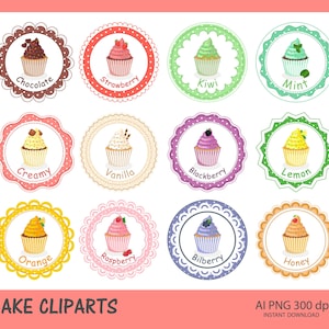 Ensemble de cliparts cupcake aux fruits. Cupcakes et cadres PNG. Des photos de jolis cupcakes. Téléchargement instantané