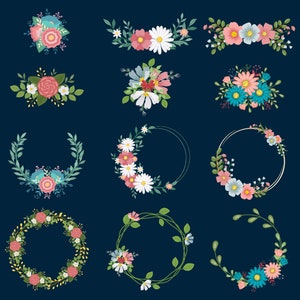 Twelve floral patterns PNG, Floral for print, Wedding flowers, Spring PNG, , Floral wreaths.