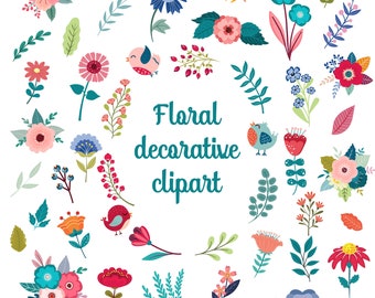 Botanical Floral Clipart, Commercial Use (PNG, JPG, EPS)
