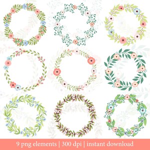 Een set PNG-bloemenkransen, een krans op een transparante achtergrond, PNG-lentebloemen. directe download.