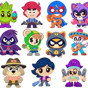 Brawl Stars characters PNG, Spike,Colt,Leon,Crow,El Primo,Poco,Bibi,Ruffus,Darryl, Brawl Stars PNG, ,Brawl Stars sublimation