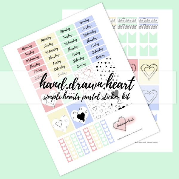 hand.drawn.heart - simple.hearts printable sticker kit - pastels
