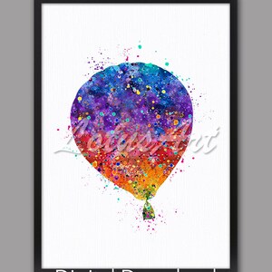 DIGITAL DOWNLOAD Hot Air Balloon Wall Art Watercolor Print Kids Room Decor Travel Balloon Illustration Painting Kids Gift Poster Nursery Art