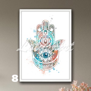 Hamsa Hand Wall Art Watercolor Print Illustration Protective - Etsy