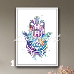 Hamsa Hand Wall Art Watercolor Print Illustration Protective - Etsy