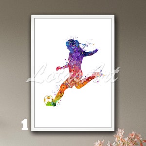 Girl Soccer Player Watercolor Print: Personalized Sports Wall Art