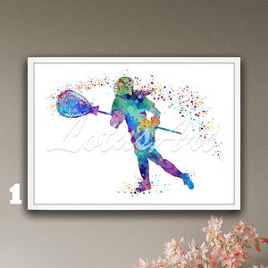 Lacrosse Goalie Watercolor Art Print: Sports Poster, Nursery Decor