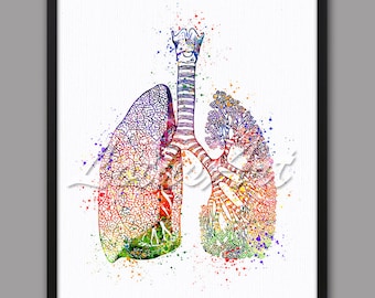 Watercolor Lungs Anatomy Print: Colorful Medical Art (Digital Download)