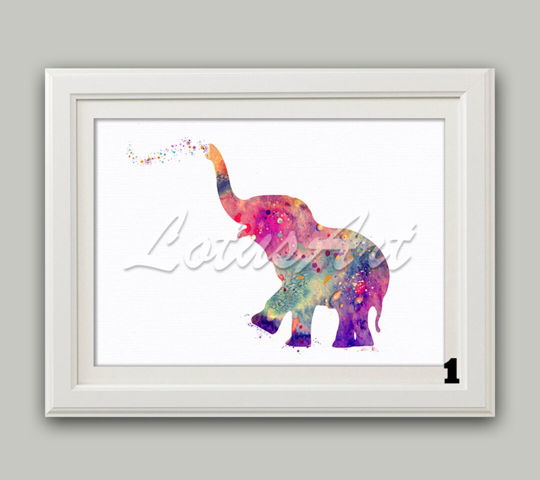 Cute Baby Elephant Wall Art Watercolor Nursery Art Home Decor - Etsy