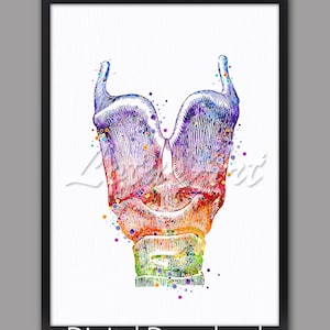 DIGITAL DOWNLOAD Larynx Anatomy Watercolor Art ENT Doctor Office Audiologist Gift Voice Box Speech Language Pathologist Nurse Art Prints
