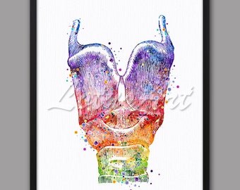 DIGITAL DOWNLOAD Larynx Anatomy Watercolor Art ENT Doctor Office Audiologist Gift Voice Box Speech Language Pathologist Nurse Art Prints