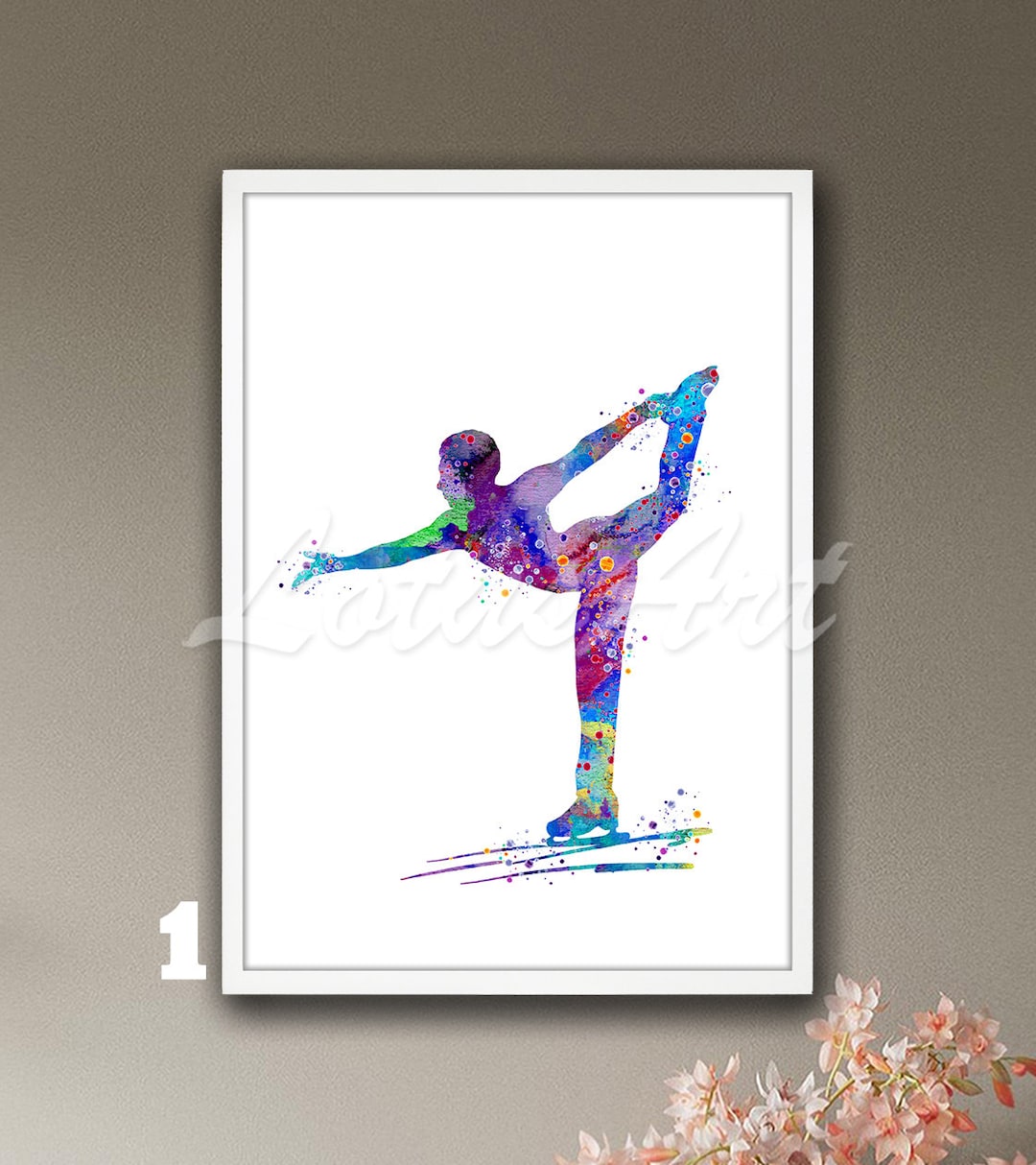 Ice Skating Boy Wall Art Watercolor Print Sports Poster Figure Skating ...