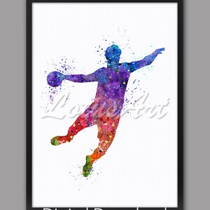 Handball Player Watercolor Print: Colorful Sports Art (Digital Download)