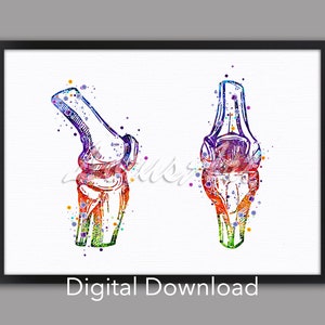 デジタルダウンロード 膝関節解剖学 医療プリント ウォールアート カイロプラクターギフト 水彩画 骨 絵画 ホームデコレーション 解剖学的整形外科