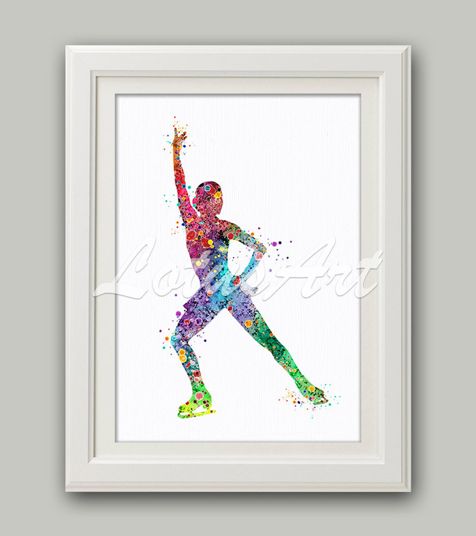 Ice Skating Watercolor Wall Art Print Sport Home Decor Canvas Etsy