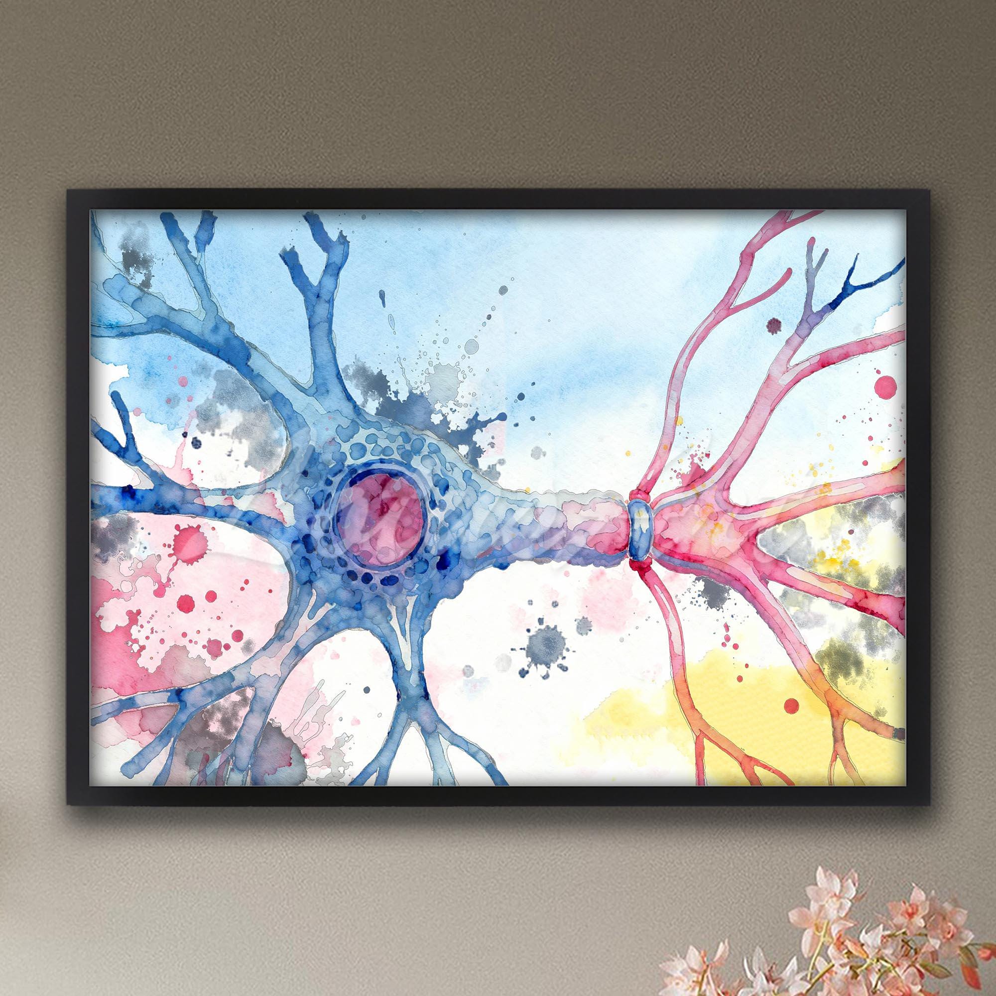 Brain Neurons Nerve Cell Wall Art: Synapse Anatomy Neural Network ...