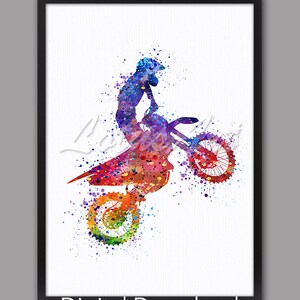 DIGITAL DOWNLOAD Motocross Art Motorcycle Watercolor Painting Sports Poster Home Decor Boys Room Decor Kids Gifts Dirt Bike Wall Decor