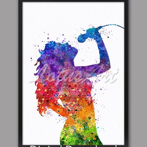 DIGITAL DOWNLOAD Girl Singing Music Studio Poster Watercolor Print Woman Singer Gift Girls Room Decor Nursery Wall Art Rock Pop Painting