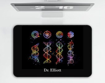 Personalized DNA Helix Print Mouse Pad: Custom Genetics Desk Mat