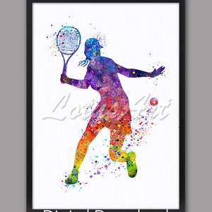 Poster Jeune joueur de tennis femme 