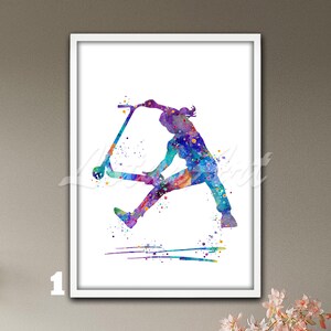 Girl Scooter Wall Art Watercolor Print Kick Scooter Rider Street Sports Poster Kids Room Decor Extreme Sport Gifts