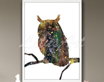 Owl Wall Art Watercolor Framed Print Animal Lover Gift