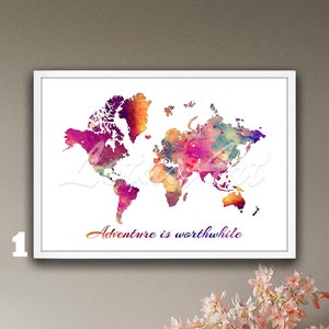 Mappa del mondo citazione arte da parete stampa ad acquerello poster da viaggio arredamento per soggiorno