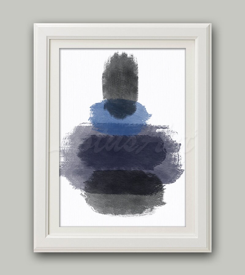 Abstract Art Print Navy Grey Blue Minimalist Fine Art Prints Etsy