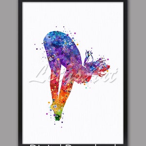 Sprungbrett Taucher Aquarell Kunstdruck: Mädchenzimmer Dekor (Digitaler Download)