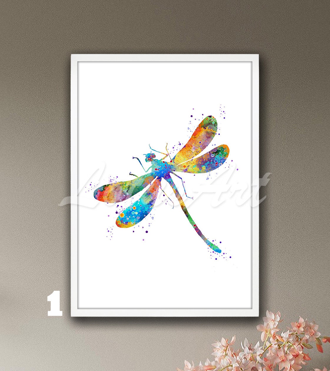 Dragonfly Watercolor Wall Art Print: Botanical Insect Decor, Nature ...