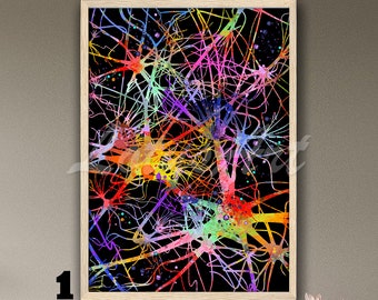 Neuron Watercolor Print: Medical Anatomy Brain Cell Wall Art