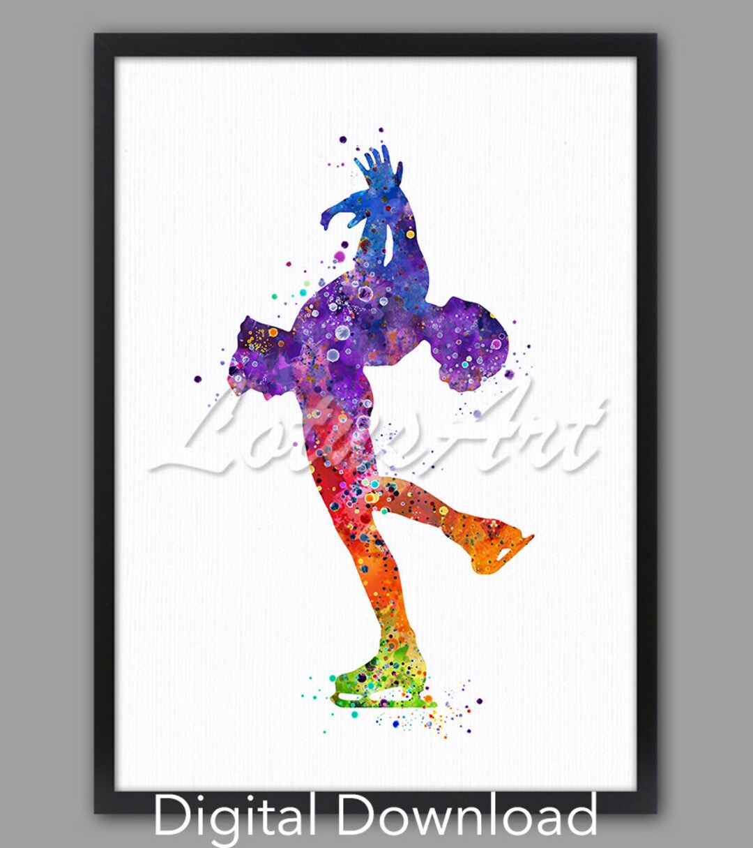 Girl Ice Skating Watercolor Print: Winter Sports Colorful Decor ...